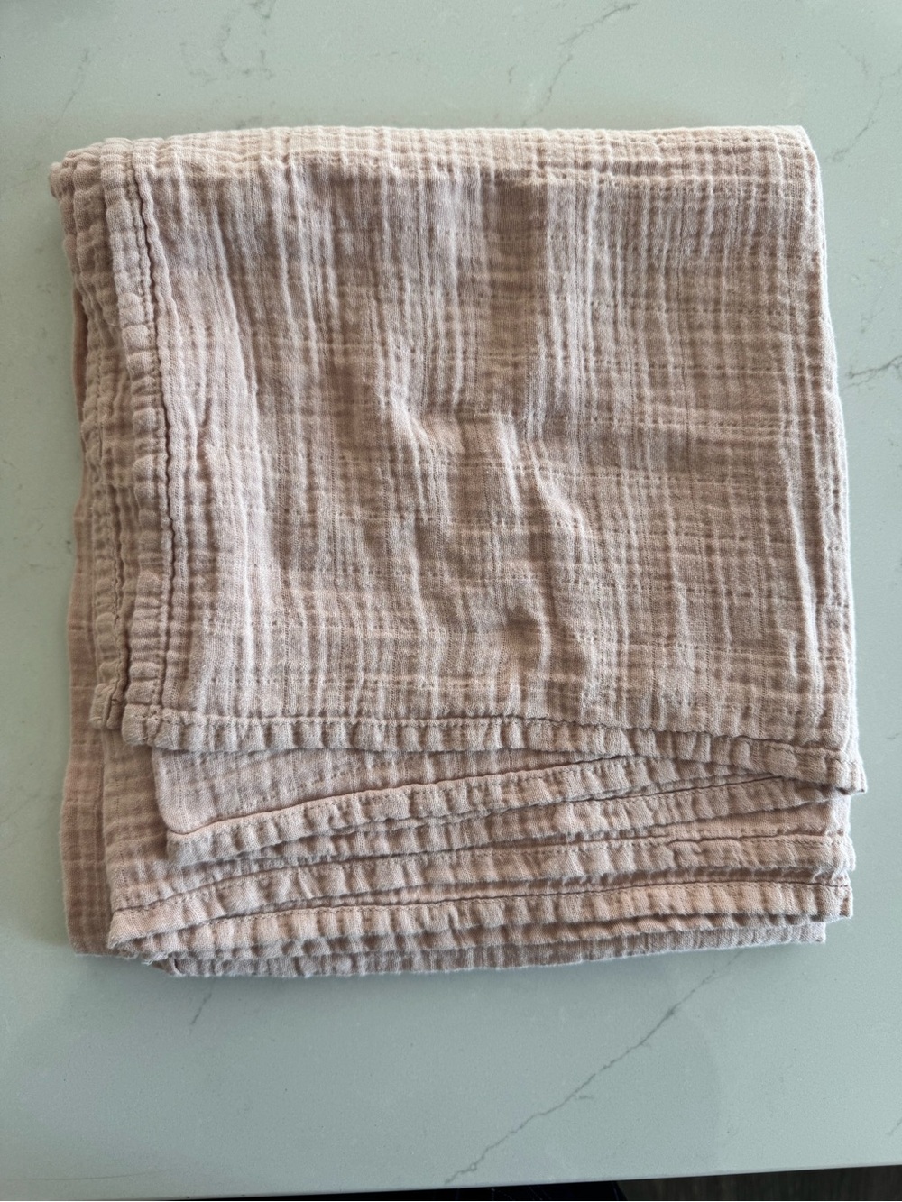 Soft Blush and Cream Muslin Throw Blankets x2